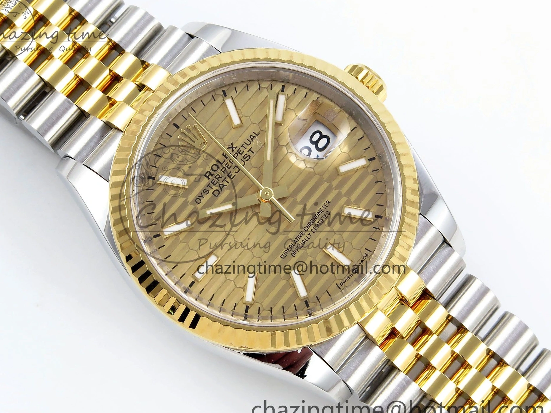 MiroTime 0112 DateJust 36 126233 Clean 1:1 Best Edition 904L Steel YG Textured Stick Dial on SS YG Jubilee Bracelet VR Trendy 1494